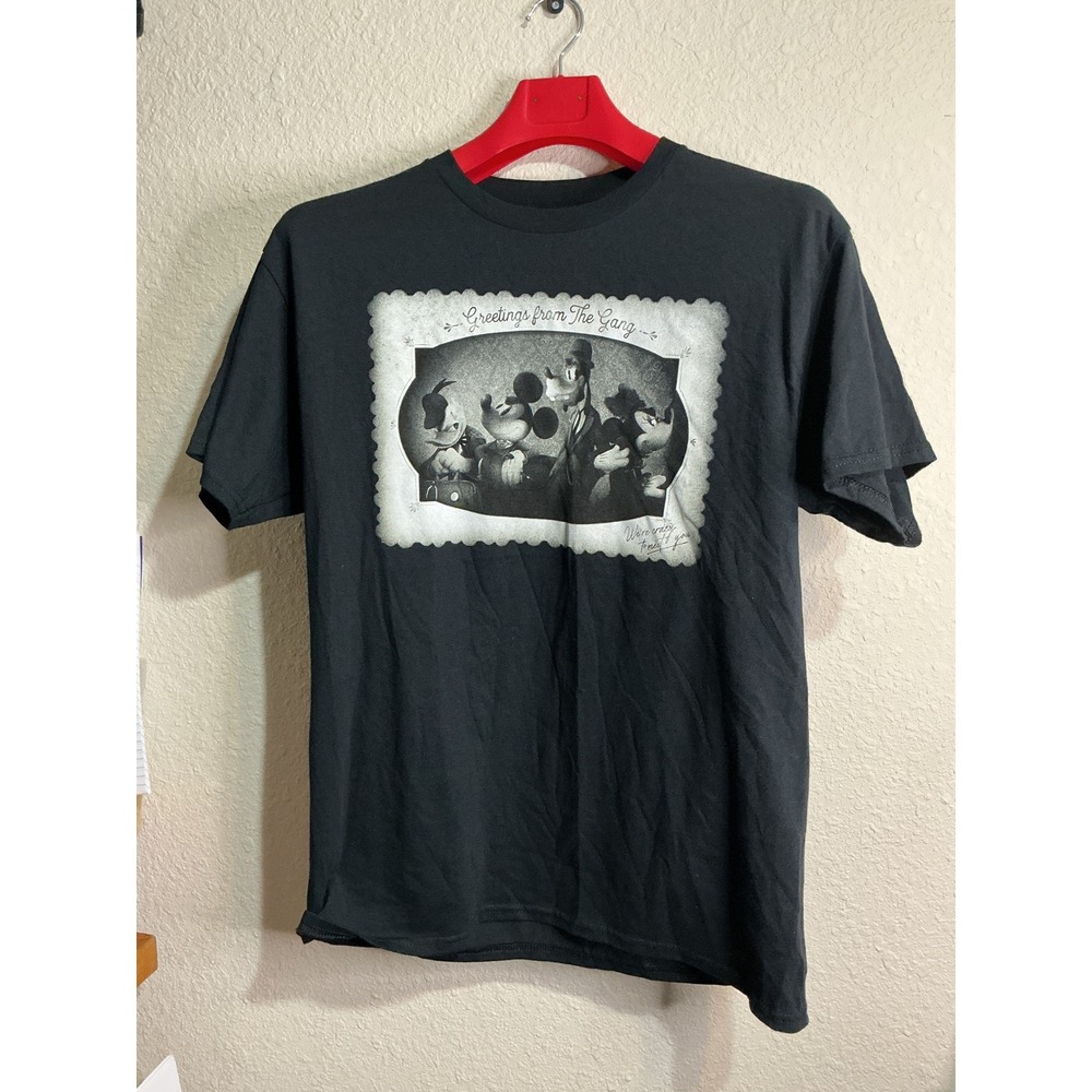 Disney Mickey Mouse & Friends Greetings From The Gang Graphic T-Shirt Black L